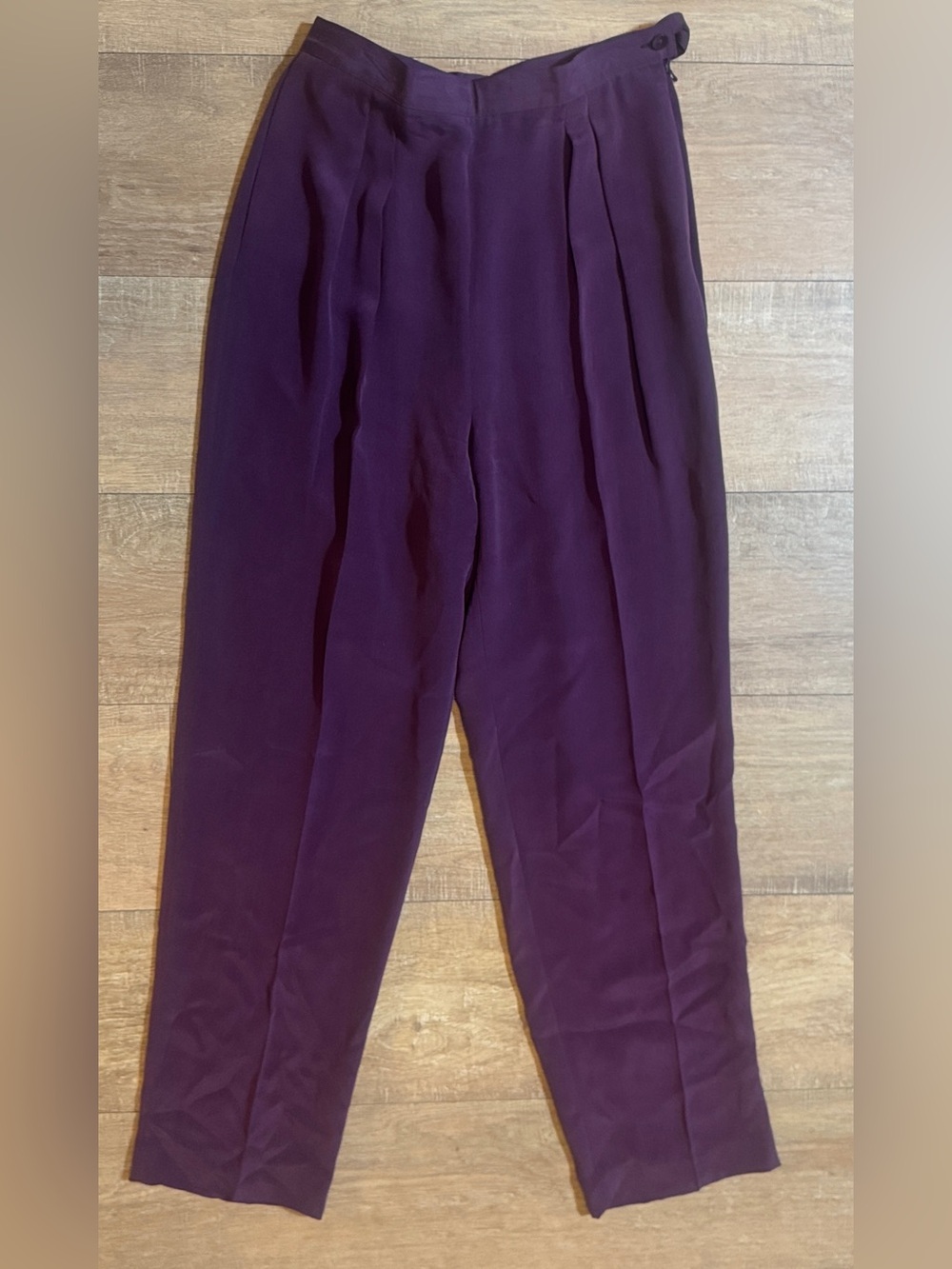 Vintage Rena Rowan Women’s 100% Silk Deep Plum Pleated Dress Pants
